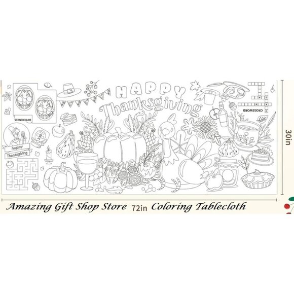 Thanksgiving Giant Coloring Page | Kids' Table Decor (72x30 inches) - Picture 7 of 7
